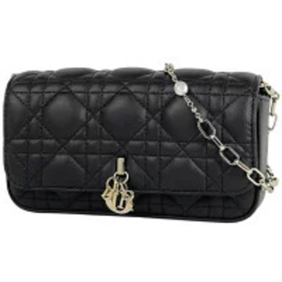 Dior Handbags - Christian Dior chain shoulder bag Clutch Cannage leather black